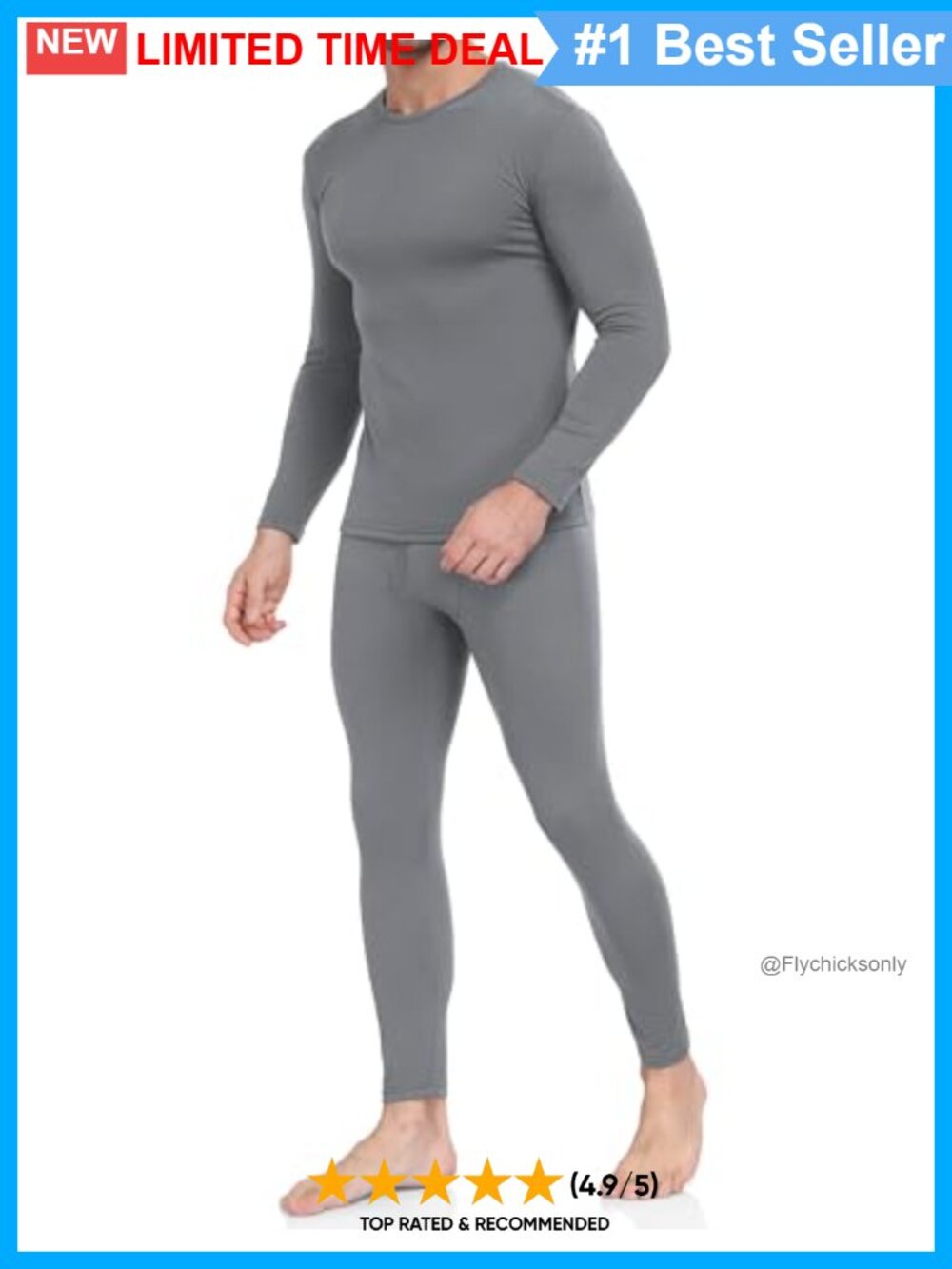 Men's Fleece Lined Thermal Underwear Set Long Johns Base Layer Winter